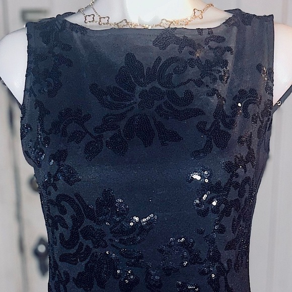 Bebe Black Sequin Cocktail Dress Sleeveless Size Small Like New - Picture 3 of 9